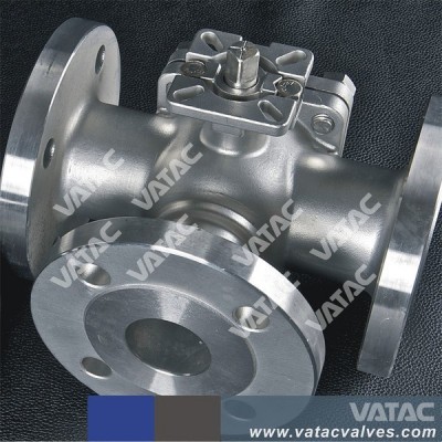 Vatac Flanged Carbon/Stainless Steel Three Way Ball Valve